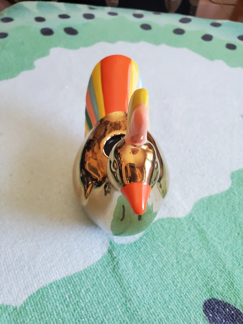 Oh Joy! Gold & Rainbow Ceramic Peacock Candle Holder